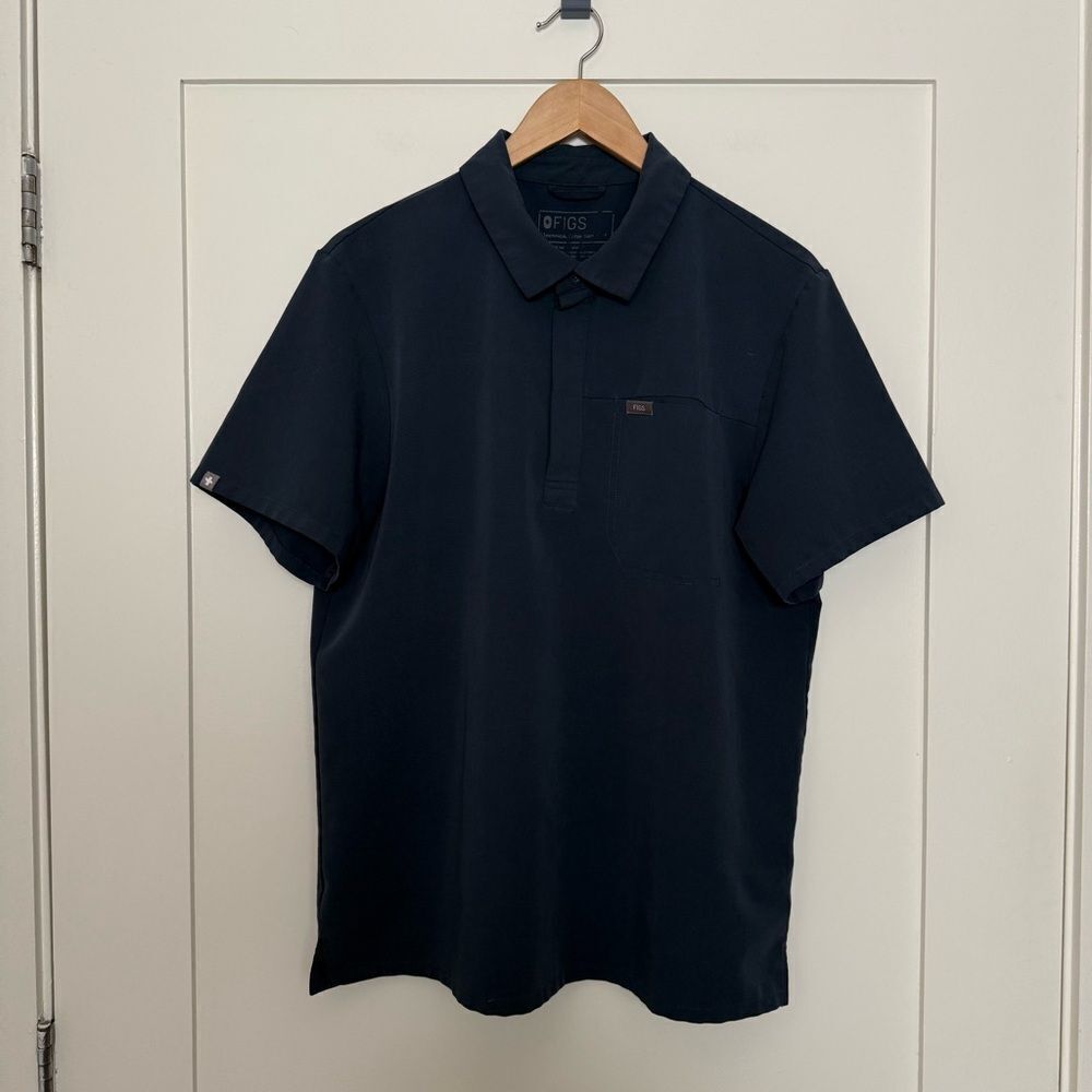 Figs Lima Polo Scrub Top Mens Sz M Blue Medical Doctor PO2914